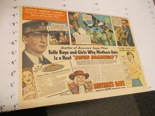 newspaper ad 1941 QUAKER cereal box American Airlines Laurens Claude WWII Pond's