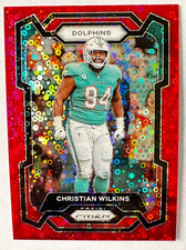 2023 Panini Prizm Christian Wilkins RED Disco Prizm Card SP #/70 Dolphins!