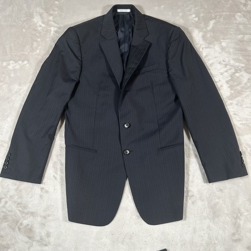Armani Collezioni Giorgio Suit Blue Pin Striped 40R 34x31 100% Wool Made Italy - Picture 2 of 24