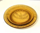 Vintage LE Smith Amber Glass American Federal Eagle Stars Cigar Ashtray 9.25
