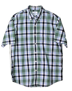 CROFT & BARROW CASUAL SHIRT mens size L green blue plaid short sleeves Easy Care
