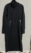 Marcella NY C Black Elba Sweatshirt Maxi Dress Size Large Hooded Gaiter