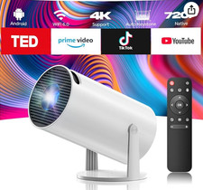 Projector with WiFi and Bluetooth, Mini Projector, 4K 1080P Support Portable Wif