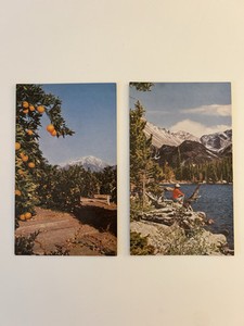 2 Vintage United Airlines Postcards Rocky Mountain National Park &San Bernardino