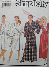 Simplicity Pattern 9950 Misses Men's Robe Two Lengths Sizes XS-XL - CUT to XL