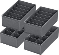 4 PACK Sock Underwear Drawer Organizer Dividers, Collapsible Cabinet Closet Stor