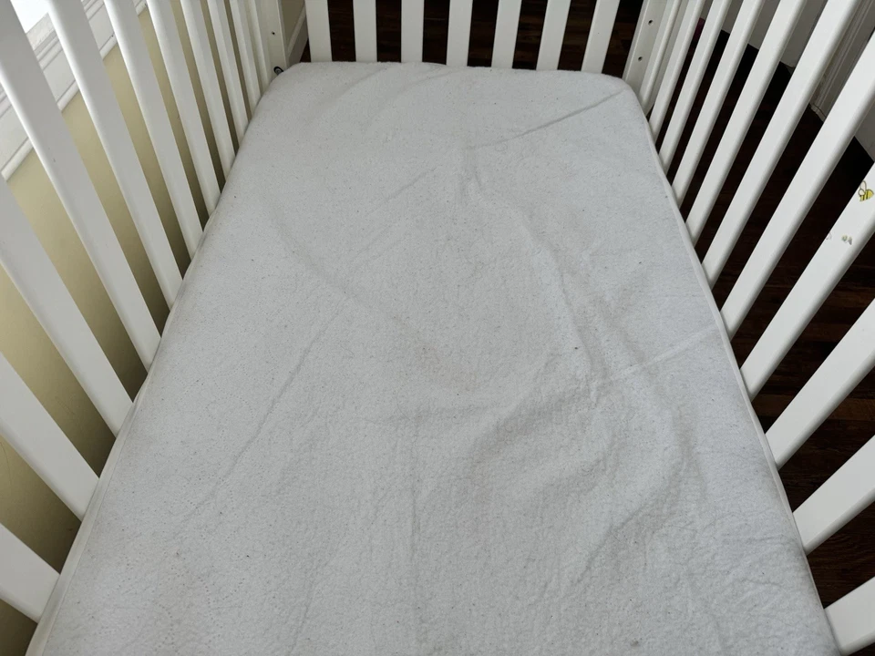 White Wooden Baby Crib With Mattress & Sleeve Great Condition Sturdy All Parts - Image 2 of 3