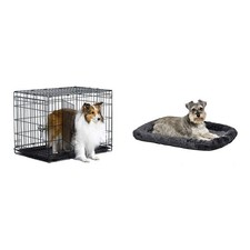 New World 30" Double Door Folding Metal Dog Crate, for Medium Dog Breeds w/Ma...