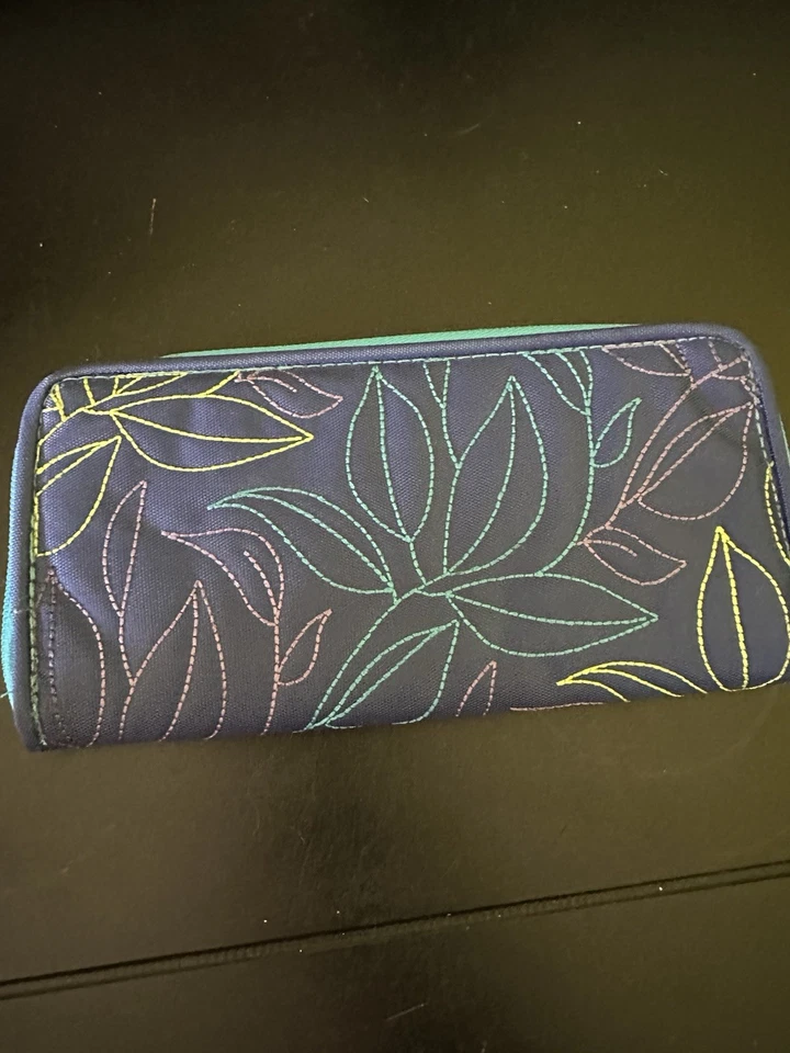 Cartera Travelon púrpura turquesa floral con cremallera floral nailon Foto 3 de 4