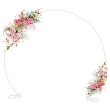 Round Backdrop Stand 8FT Wedding Balloon Arch Stand for Party 8 FT White