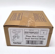 Carlon E97BR2D Brass Floor Box Cover Dual Service Receptacles & Two Data Ports