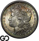 1879 Morgan Silver Dollar Coin, Outstanding Rainbow Color, Solid Gem BU++