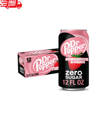 Dr Pepper Zero Sugar Strawberries Cream Soda 12oz 12 Pack Cans Refreshing