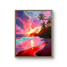 24 x 30 Original Seascape Expressionism Handmade Signed  Colorful Abstract Art