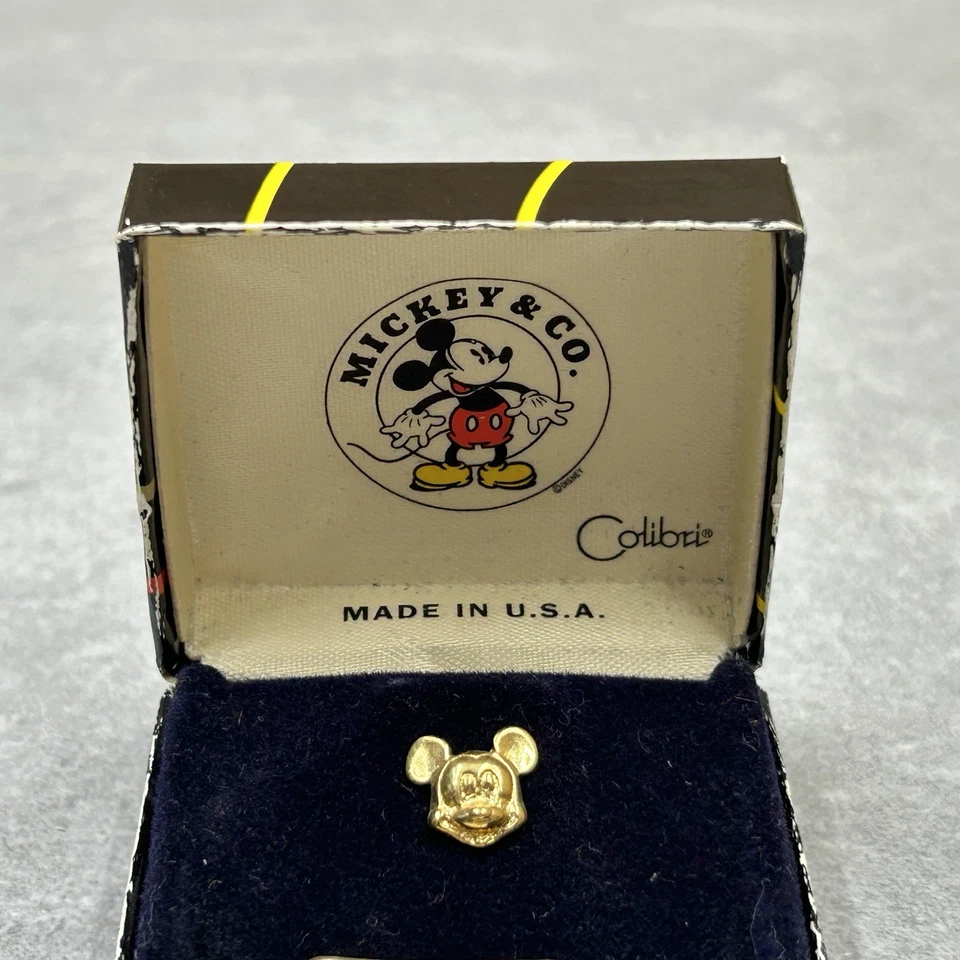 Vintage Colibri Disney Mickey & Co Tie Tack Gold Tone Mickey Mouse New In Box - Image 2 of 4