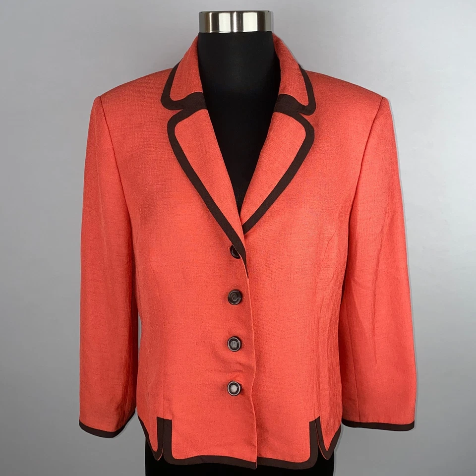 Chaqueta Blazer Le Suit Mujer Hermosa Moderna Informal Trabajo Oficina Naranja 12 Foto 2 de 4