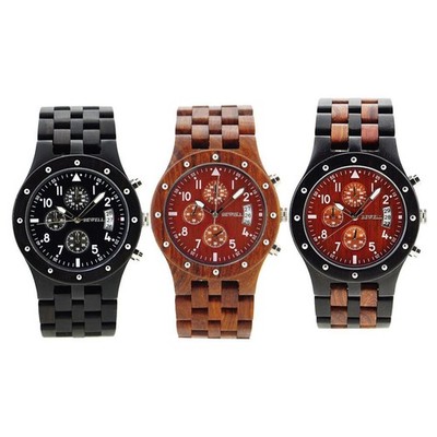 Bewell Hilfszifferblätter Holzuhr Quarz Analogwerk Datum Armbanduhr