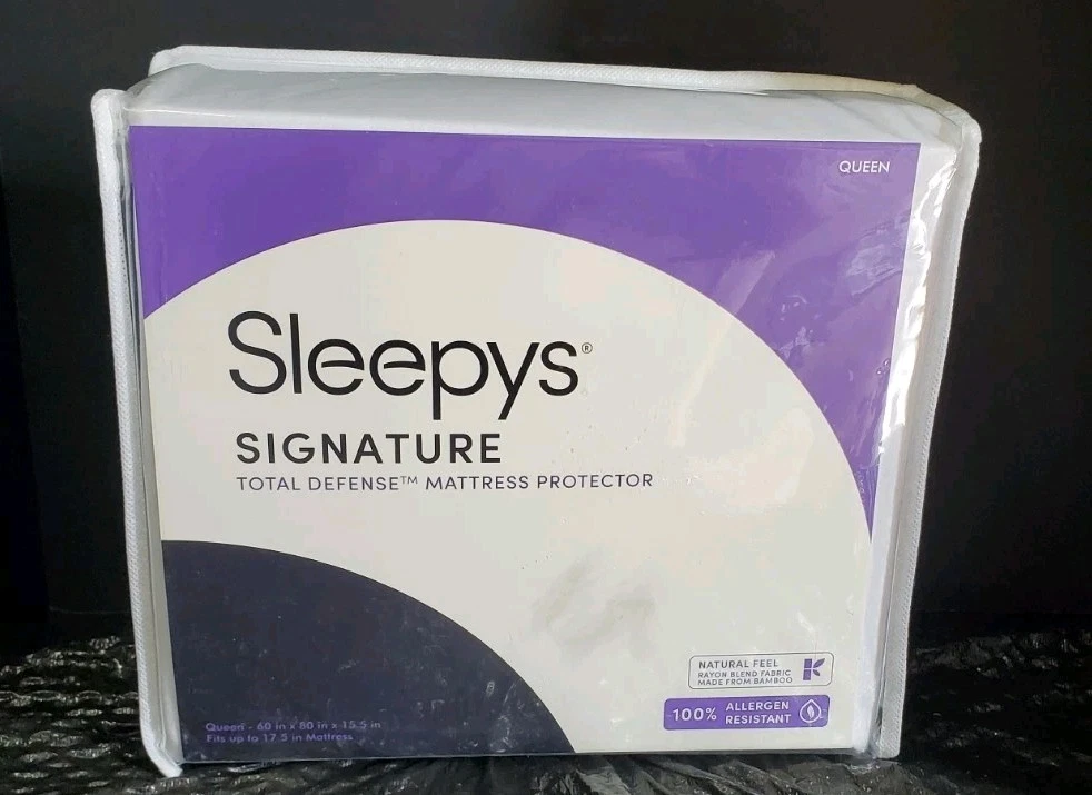 Sleepys Signature Total Defense Mattress Protector Queen Size Allergen Resistant