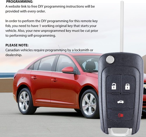 Flip Keyless Entry Remote Key Fob Replacement Fits for Chevy Equinox 4Btn x2 - Picture 6 of 7