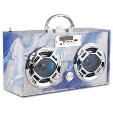 Wireless Express - Portable Party Speaker: Retro Boombox with Blue Swirl