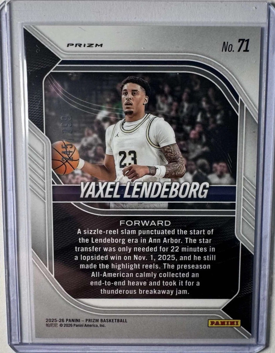 Panini 2025-26 Prizm Basketball Yaxel Lendeborg Karte NIL Numerir /299