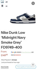Preços baixos em Nike Dunk Low Midnight Navy Smoke Grey | eBay