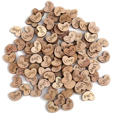 1000 Pieces Mini Rustic Wooden Hearts for Craft Project Wedding Table Scatter...