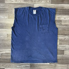 Vintage Nike Sleeveless Shirt; Men’s Large; Blue; Made In USA; Pocket Swoosh 90s