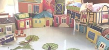 Vintage Whitman Press-Out Cardboard Village Buildings Figures 1969 Used
