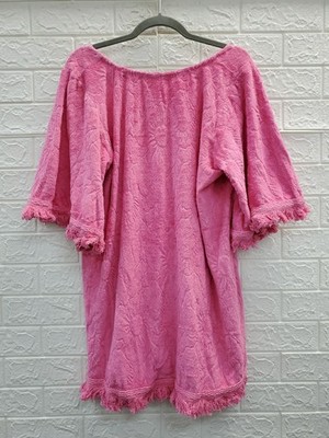 NEW Ollari Textured Terry Tunic in Pink One Size