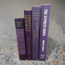 PURPLE Books, Lot of 4: Mix VTG Library Shelf, Shabby Decor, Crafts