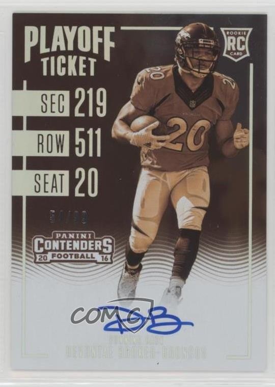 2016 Contenders Playoff Ticket Sepia 54/99 Devontae Booker Rookie Auto RC 3c4