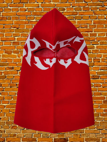 MENS CHRIS BROWN RED KNIT BREEZY SHIESTY BALACLAVA - ONE SIZE - 第 4/4 張圖片