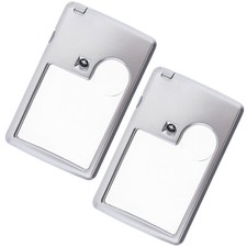 2 Pack Magnifier, 3X 6X Pocket Magnifying Glass with Light, Card Type Magnifying
