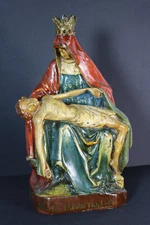 Antique flemish chalkware pieta OLV van LEde Statue figurine religious 