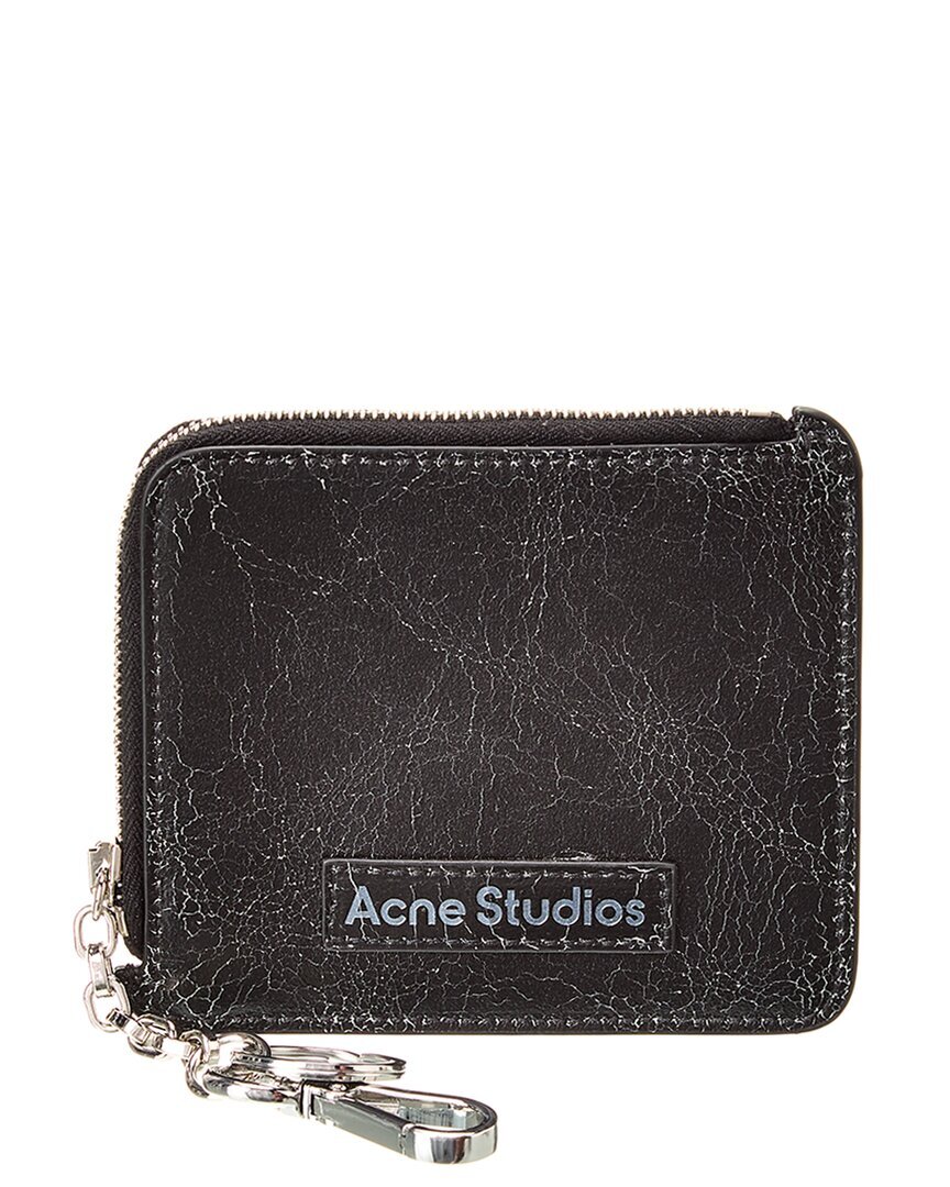 Кожаный футляр для карточек Acne Studios Женский черный 48590₽