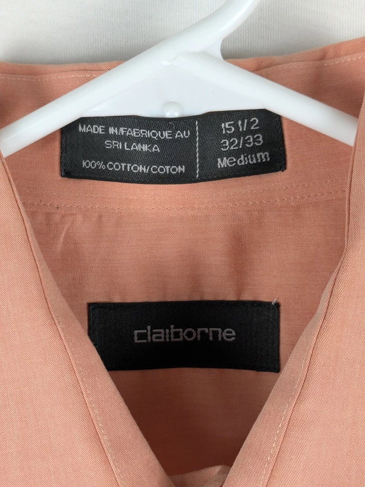 Рубашка на пуговицах мужская Claiborne 15 1/2 - 32/33 средняя оранжевая хлопковая с длинным рукавом - Изображение 4 из 4