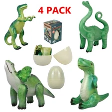 4 Pack Inflatable Dinosaur Baby Raptor, Brachiosaurus, Tyrannosaurus, Triceratop