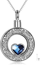 Circle Of Life Urn Necklace for Ashes Sterling Silver Memorial Cremation Pendant