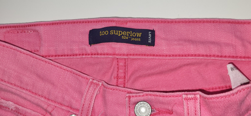 Levis Too Super Low 524 Pink Distressed Womens Size 3 Med Pants Cotton / Spandex - Picture 6 of 12
