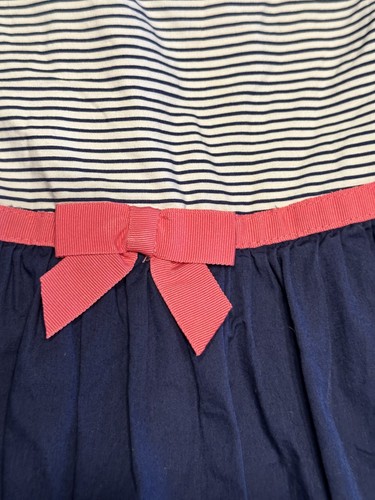 Baby Girls Gymboree Shore to Love Navy Striped Seaside Embroidered Dress 18 24 - Picture 3 of 9