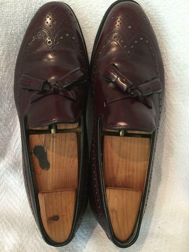 Johnston Murphy Aristocraft Burgunderrot Leder Quaste Lange Flügel Halbschuh Herren 8 D/B - Bild 6 von 12