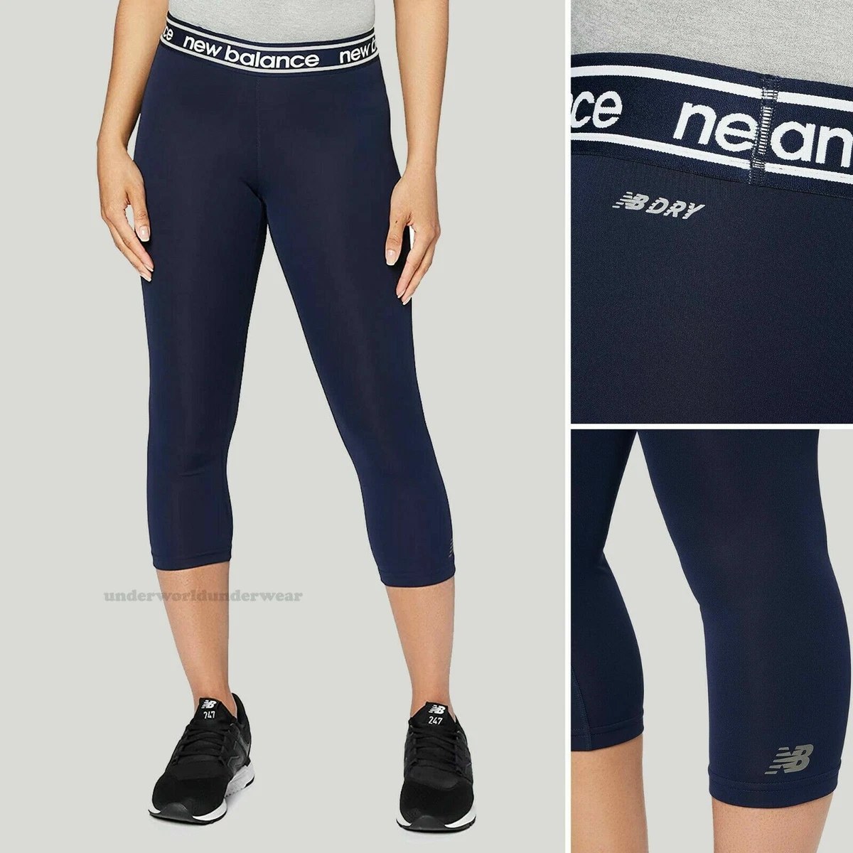 New Balance Capri Mid Rise Sports Leggings WP81183 Navy .