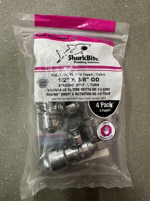 Shark Bite Push to Connect Fitting 1/2  X 3/8 OD (4 Pack) Theft Protected