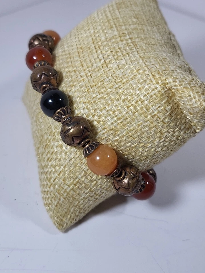 Pulsera de cuentas de cobre y piedras múltiples de colección Foto 2 de 4