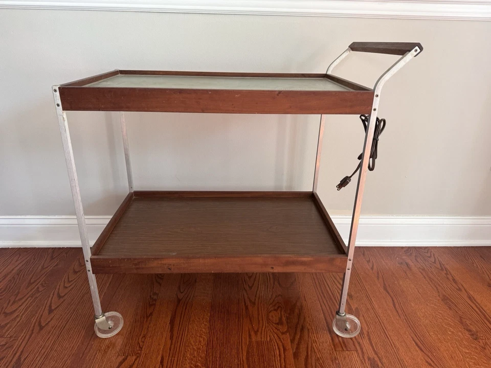 Carro de barra de servicio con calefacción Salton Hotray de 2 niveles H-158S MCM de colección años 60 Foto 3 de 4