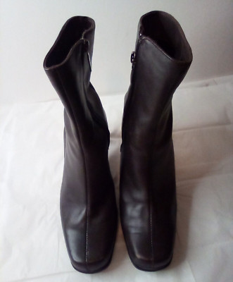 Aqua College Leather Boots Women Sz 8 Brown Lined Aqua Protect Zip