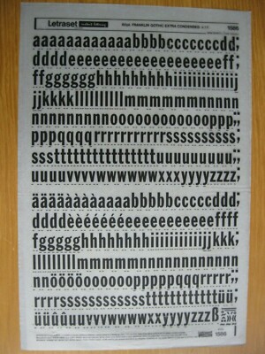 0,1 x Letraset Kleinbuchstaben FRANKLIN GOTHIC EXTRA COND 60pt 16,4mm Blatt 1586 (0)