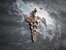 Caduceus Logo Pharmacists Medical Pendant 925 Silver - Craftsman Production