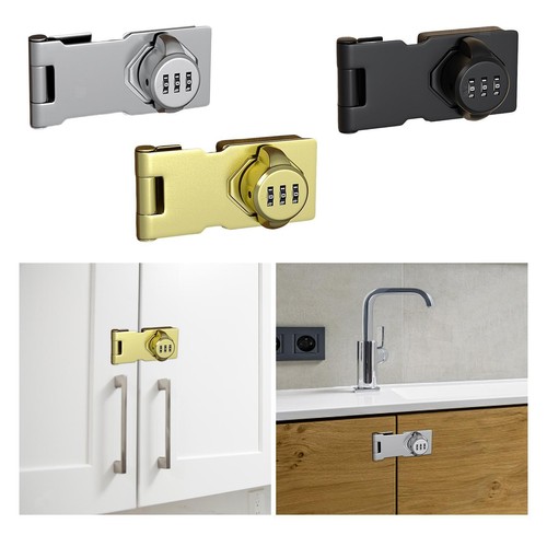 Wocoe Gold Cabinet Lock - 3-Digit Mechanical Password Lock, Anti-Pry, For Drawers, Closets, Sliding Doors